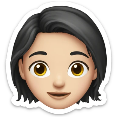 Brunette girl, Black long hair, pink shirt, fair skin sticker