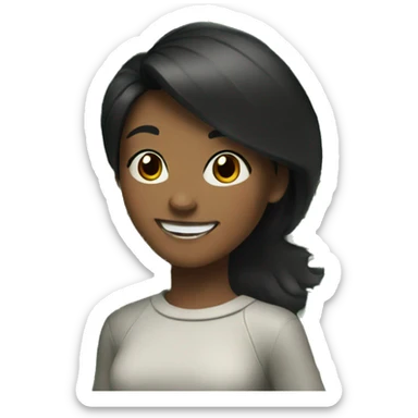  happy black-haired girl with a christmas tree sticker