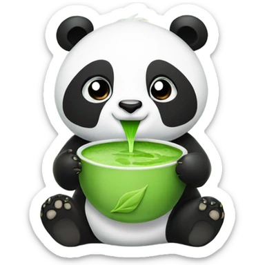Panda drinking a matcha sticker