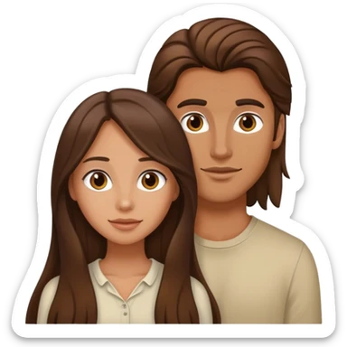 brunette long haired girl and her brunette boyfreind sticker
