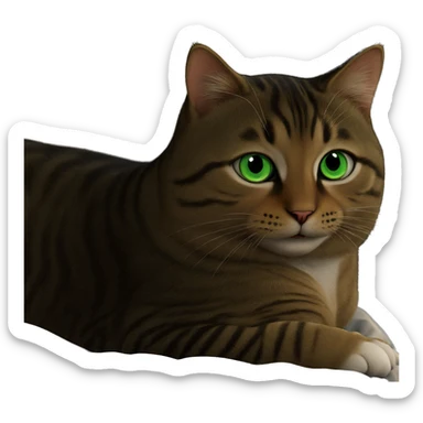 realistic green eyed cat sticker