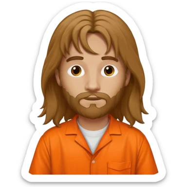 prisoner long haired man in orange clothing sticker
