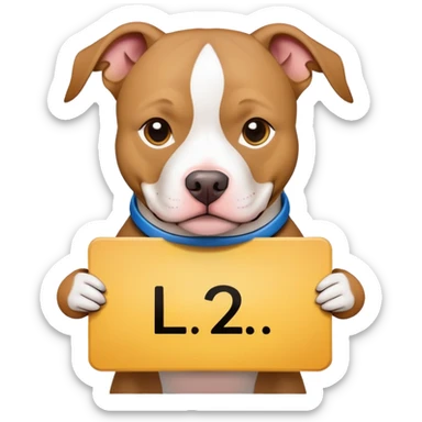 Pit bull holding 1 sign that says "L" sticker