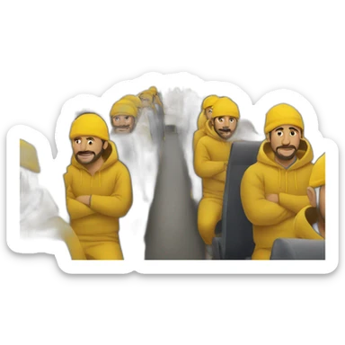 Armenian men in yellow clothing in the bus sticker