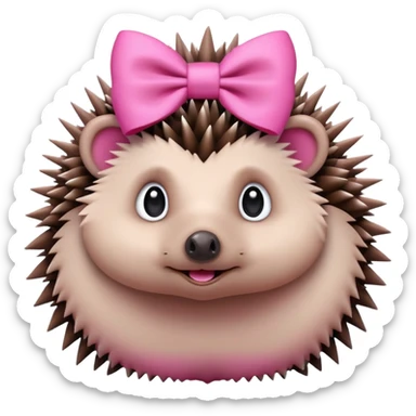 hedgehog with a pink bow sticker