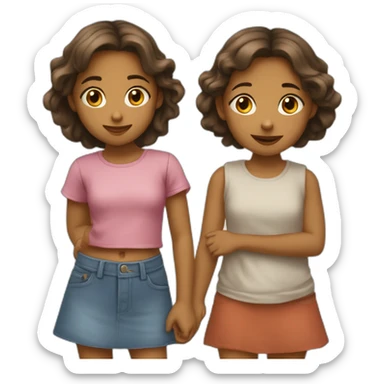Deux petites filles qui s'embrassent sticker