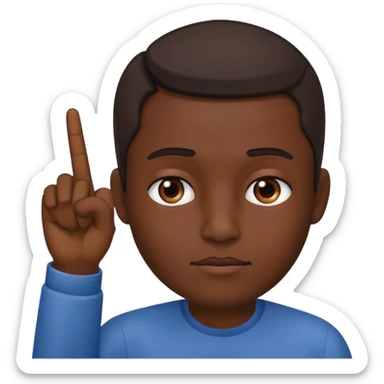 A person pointing is his head sticker