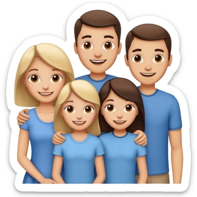 Happy family of 5: mom, dad, sisters and brother sticker