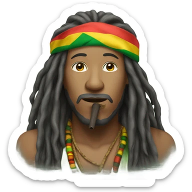 Rasta Asian man smoking cigar  sticker