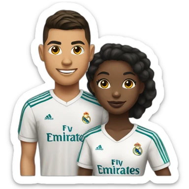 Ronaldo with real madrid shirt with a black girl sticker