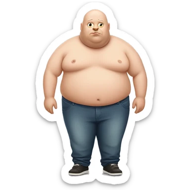 Obese hairless man sticker