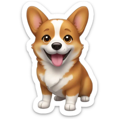 smiling brown corgi sticker