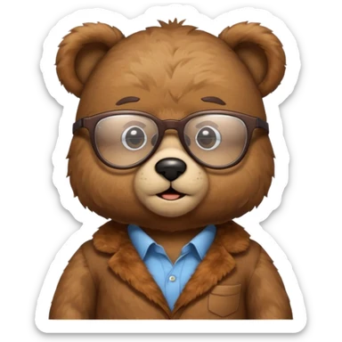 Cute teddy bear with nerdy and smart glasses sticker