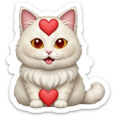 Full body ragdoll Cat with popping out love heart eyes and mouth open sticker