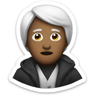 An emoji of a mysterious and majestic figure with the word akdo on his clothes  sticker
