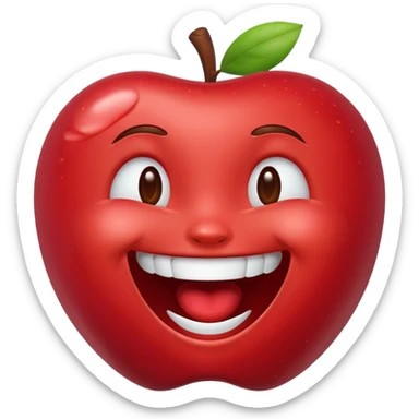 laughing face emoji, joyful expression, apple style sticker