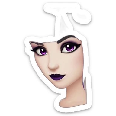 Elissabat-with-bangs-long-hair-dark-purple-and-black-vampire-goth-makeup-pinkeyes-romanticgothcloses- sticker