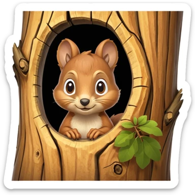 squirrel peeking out from behind tree branch sticker