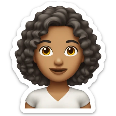 mexican girl with medium wavy curly hair  sticker