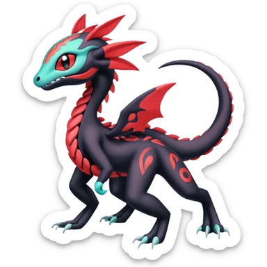 Colorful Exotic Meloetta-Salandit-Darkra-Stitch-Fakémon-creature-hybrid sticker