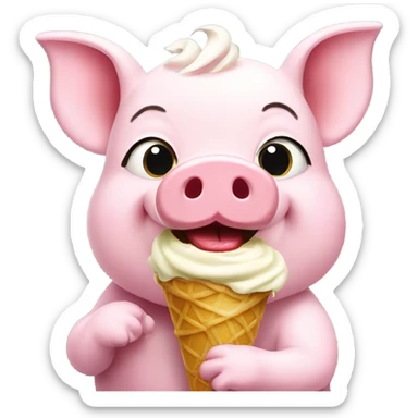 Little piggy eating ice cream sticker