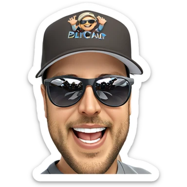 happy boy with sunglasses and hat sticker