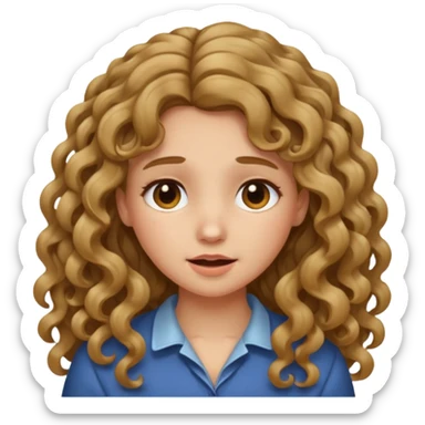long Bronde curly hair girl bawling  sticker