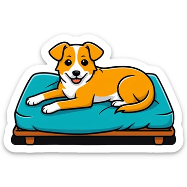 Dog on the bed sticker