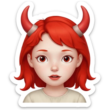 girl kid with small red horns sticker