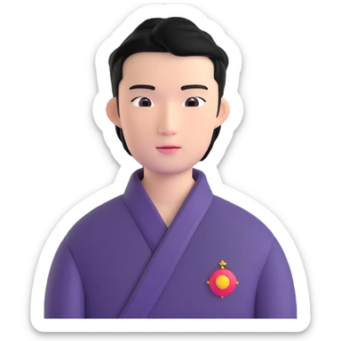 black haired handsome Chinese man sticker