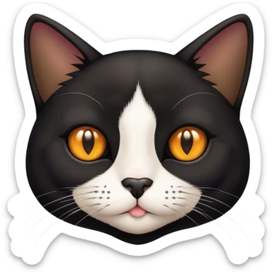 black tuxedo cat with brown eyes sticker