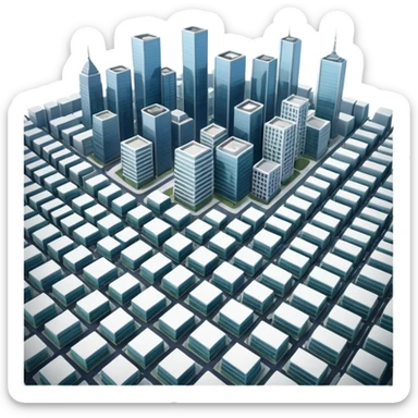 a top view of the city with many buildings as same   sticker