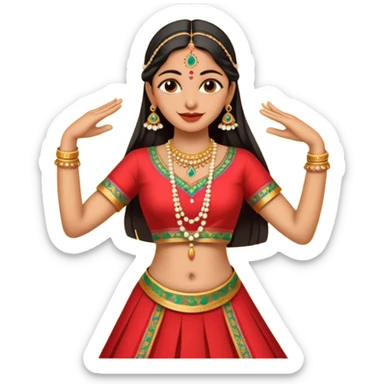 Indian woman in traditional clothes dances.  format portrait sticker