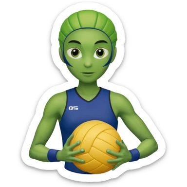 volleyball player, alien, with volleyball ball sticker