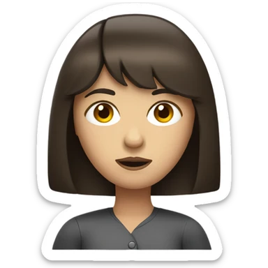 Brunette girl with straight fringe shrugging sticker
