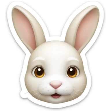 White and beige rabbit  sticker