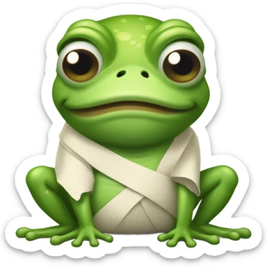 Sick Frog with bandaged belly sticker