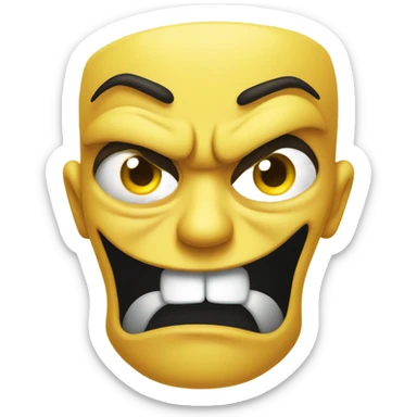 Angry emoyi jellow dot eyes only on one side beside and behind eachother giving a look of annoyed brows pulled up lips pouting a bit emoyi look sticker