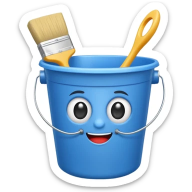 Bucket and brush for cleaning sticker