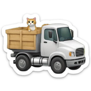 Un chat sur la route avec un camion qui roule a côté sticker