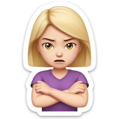 angry face girl emoji with arms crossed over each other in front emoji sticker