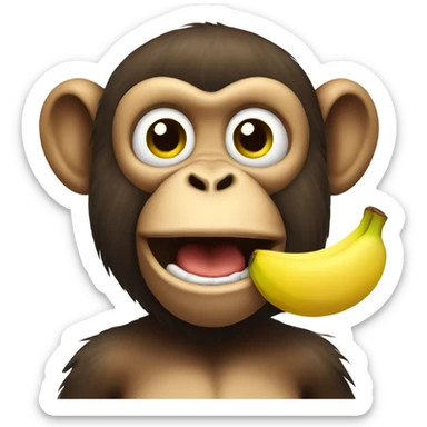 Monkey with banana in mouth  sticker