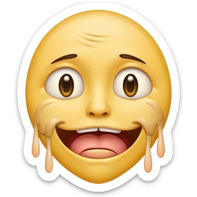 Normal emoji face but he is braindead. eyelids drooping, jaw hanging slightly open and drooling sticker