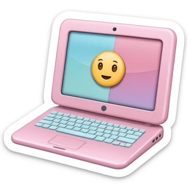 Create a cute, small 3D sticker in a realistic digital illustration style, with soft textures and pastel colors. Object:computer
 sticker