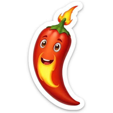 red hot chili pepper with fire sticker