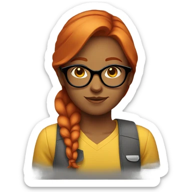 red-straight-haired-girl-glasses-YELLOW-shirt sticker