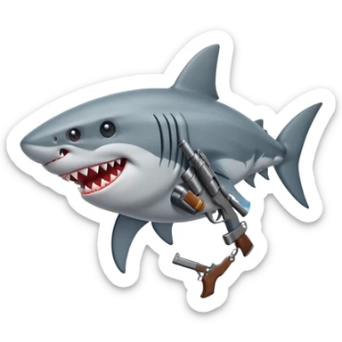 Shark wit a gun sticker