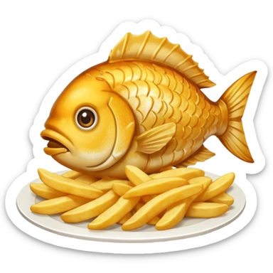 crispy fish and chips served together sticker