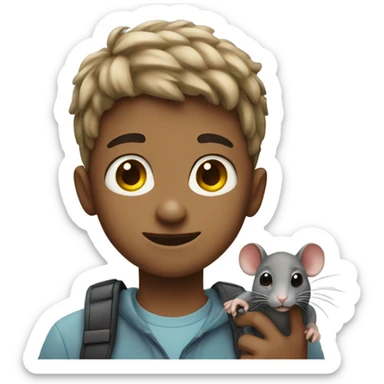 Boy with a rat sticker