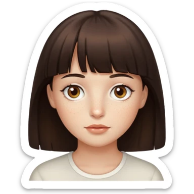 branca, olhos hazel, franjnha, pequenas sardas, cabelo castanho escuro sticker